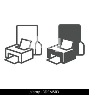 Printer folder line and solid icon, windows pack concept. Vector graphics. Folder with printer device, printing sign on white background, outline styl Stock Vector