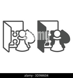 Standard games folder line and solid icon, windows pack concept. Vector graphics. Folder with chess, puzzle and playing cards sign on white background Stock Vector