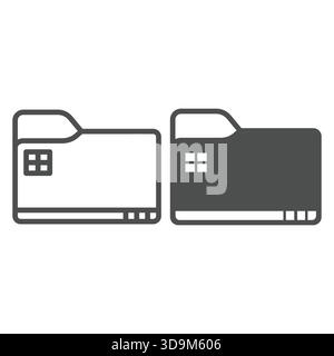 Desktop folder line and solid icon, windows pack concept. Vector graphics. Folder with control button, start screen sign on white background, outline Stock Vector