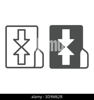 Compressed folder line and solid icon, windows pack concept. Vector graphics. Folder with two arrows inside, archived files sign on white background, Stock Vector