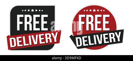 Free delivery shipping labels set on white background, vector illustration Stock Vector