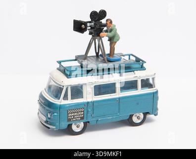 Corgi Toys 479 Samuelson Commer T.V. Camera Van Cameraman Original Model on white backgroudn Stock Photo