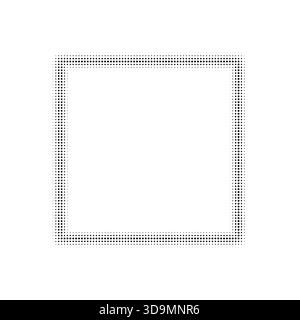 Frame halftone effect. Faded silhouette box isolated on white background. Abstract fading border. Modern blur halftone dot. Fades dots element design Stock Vector
