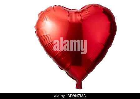 Heart Balloon. Celebrating Saint Valentine's Day with heart shaped red foil air balloon isolated on white background Stock Photo