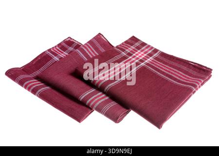 Folded handkerchiefs isolated on white. Stylish accessory Stock Photo