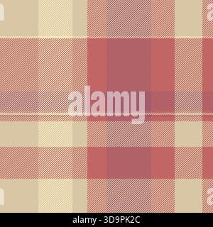 Screen seamless tartan textile, customizable vector background plaid. Neutral texture check pattern fabric in red and light colors palette. Stock Vector