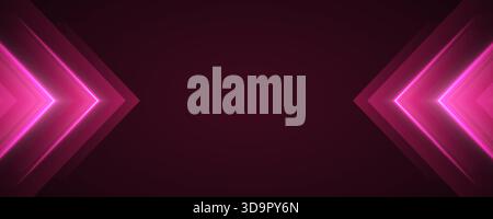 Glowing pink arrows background, dynamic glowing pointers backdrop, fast motion. Stock Vector