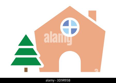 Gingerbread house icon. solid icon style. icon related to christmas. food elements vector illustration Stock Vector