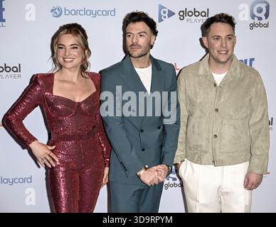 London, UK. 6th Dec, 2025. Sian Welby, Jordan North and Chris Stark at the Capital's Jingle Bell Ball 2025 with Barclaycard at The O2, London, England. (Photo by 李世惠/See Li/Picture Capital) Credit: See Li/Picture Capital/Alamy Live News Stock Photo