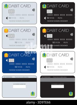 ATM, Debit Card, Credit  Card Vector Design Stock Vector