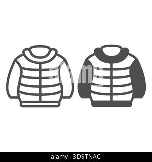 Down autumn jacket line and solid icon, black friday concept. Vector graphics. Waterproof jacket, autumn clothes sign on white background, outline sty Stock Vector