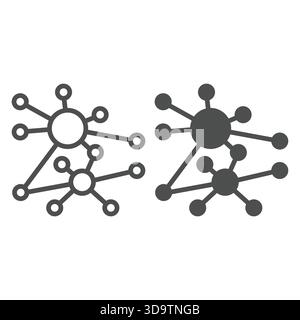 Polygonal net algorithm line and solid icon, neural network concept. Vector graphics. Data graph cloud, deep learning sign on white background, outlin Stock Vector