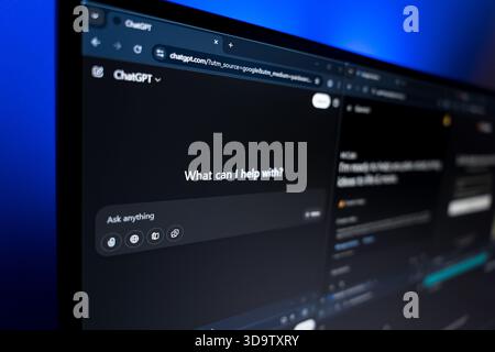 Computer monitor displaying multiple AI chatbots including ChatGPT Gemini Claude Grok DeepSeek and Copilot. High quality photo Stock Photo