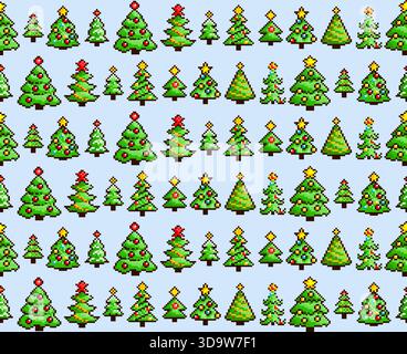 Seamless background with pixelated Christmas trees. Stock Vector
