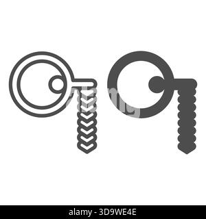 Classic monocle line and solid icon, vision treatment concept. Vector graphics. Glasses with chain, ophthalmology sign on white background, outline st Stock Vector