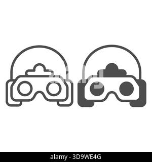 Military glasses with headphones line and solid icon, optical equipment concept. Vector graphics. Night vision magnifying device sign on white backgro Stock Vector