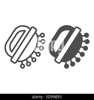 Massaging brush with handle line and solid icon, spa salon concept. Vector graphics. Brush for skin massage therapy, accessory sign on white backgroun Stock Vector