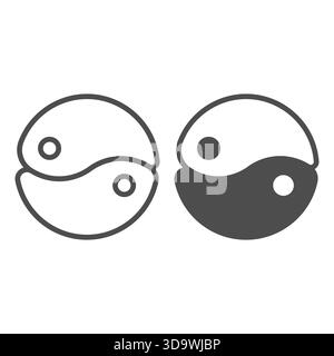 Yin Yang line and solid icon. Harmony and balance symbol, outline style ...