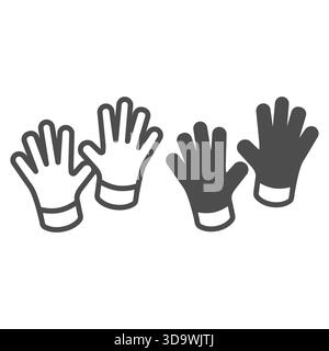 Gloves line and solid icon, autumn clothing concept. Vector graphics. Pair of warm knitted mittens for hands, clothes sign on white background, outlin Stock Vector