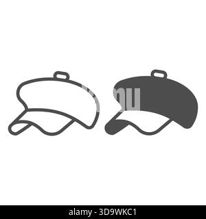 Hat with visor line and solid icon, autumn clothing concept. Vector graphics. Stylish hat for women, headwear sign on white background, outline style Stock Vector
