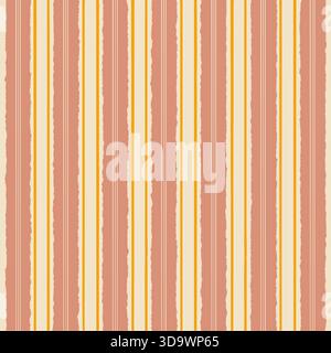 Vintage style vertical stripes texture seamless pattern with peach and yellow lines Stock Vector