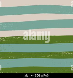 Horizontal broad painted brush strokes seamless pattern in earth tones Stock Vector