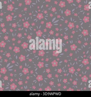 Gray Cute Floral Scatter Pattern Stock Vector