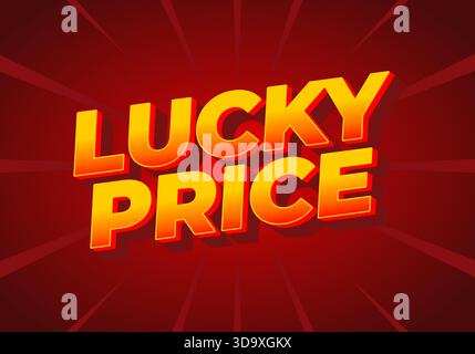 A vibrant graphic design featuring the words Lucky Price in bold, 3D yellow and orange letters against a red background with radiating lines Stock Vector