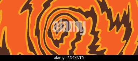 Fire effect background with swirling orange and brown spiral molten flames. Spiral fire pattern with layered wavy flow. Vector illustration. Stock Vector