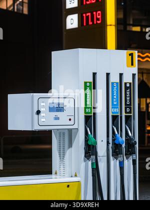 Primary Fuel Types Diesel and gas prices are are displayed at a filling station in ...