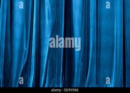 Bright Blue Velvet Stage Curtains Texture Background Stock Photo