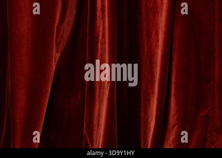 Classic Red Velvet Stage Curtains Texture Background Stock Photo