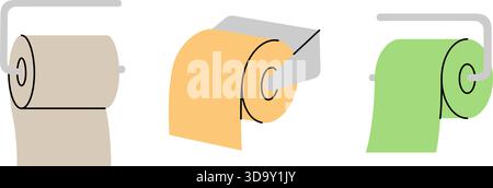 Toilet papers with metal holder. Toilet papers, napkins, wipes and other hygiene products. Vector illustration Stock Vector