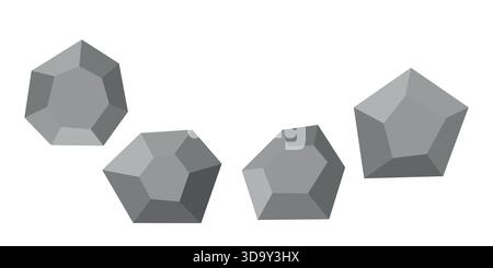 Cartoon stones. Rock stone isometric set. Boulders, natural building block shapes, wall stones. 3d flat isolated illustration. Vector collection Stock Vector
