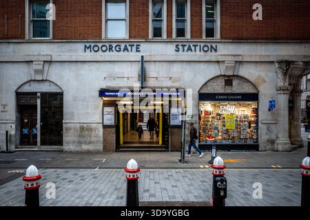 Moorgate Tube Station London UK. Moorgate Underground Station in central London. Stock Photo