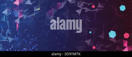 Business abstract global communication  plexus web banner, lines connected with dots design Stock Vector