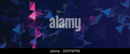 Business abstract global communication  plexus web banner, lines connected with dots design Stock Vector