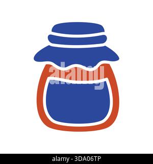 A clean outline vector icon of a jam jar with a tied cloth cover, representing homemade food, preserves, and canning. Ideal for farm-to-table, organic Stock Vector