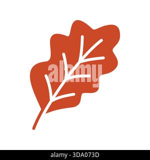 A clean, black-and-white outline vector icon of an oak leaf with its distinctive lobed shape and prominent veins. This design represents nature, fall, Stock Vector