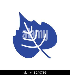 A clean, black-and-white line art vector icon of a poplar leaf with its distinctive veins. This design represents nature, fall, and the beauty of seas Stock Vector