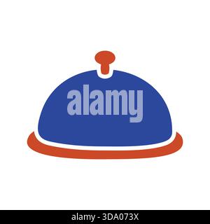 A clean, black-and-white outline vector icon of a serving food tray with a classic domed lid. This design is perfect for menus, catering services, and Stock Vector