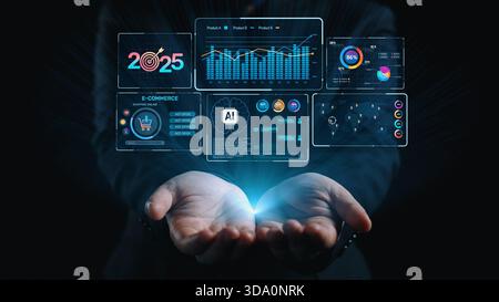 Data analytics and big data strategy for real-time analytics, predictive data modeling, business intelligence analytics, and data-driven decision Stock Photo