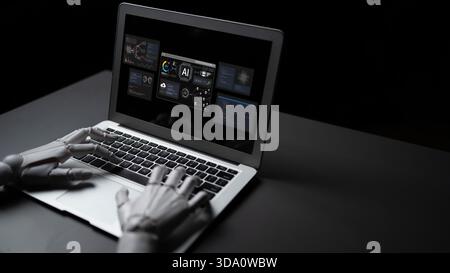 A generative AI assistant displays its own development environment. This platform shows the tools used for coding algorithms, training machine Stock Photo