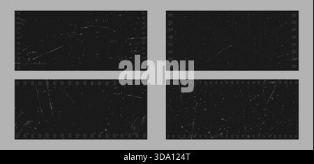 Film grain filter. Gritty texture and vintage overlay. Dust and scratches for distressed photo backgrounds or borders. Set of Vector illustration Stock Vector