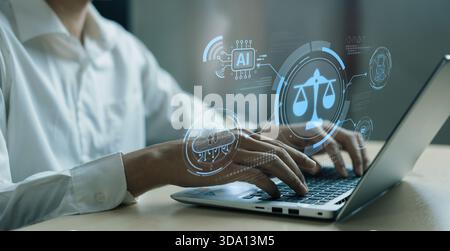 Explore the intersection of artificial intelligence and legal ethics, focusing on digital governance, compliance, and the responsibilities of Stock Photo