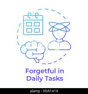 Forgetful in daily tasks blue gradient concept icon Stock Vector