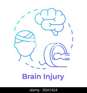 Brain injury blue gradient concept icon Stock Vector