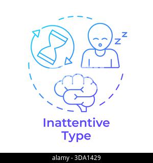 Inattentive type blue gradient concept icon Stock Vector