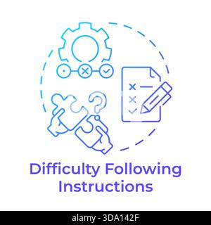 Difficulty following instructions blue gradient concept icon Stock Vector