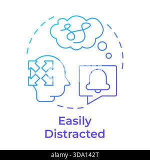 Easily distracted blue gradient concept icon Stock Vector
